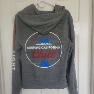 Aviator Nation Gray Hoodie Keeping Californa CHILL, Coors light, MED